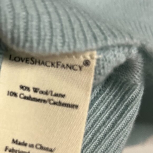 LOVESHACKFANCY Lune Wool & Cashmere Blend Sweater  in Turquoise Seas Size L - Picture 6 of 7